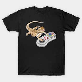 Bearded Dragon Playing Video Game Reptiles Pagona Gamers T-Shirt